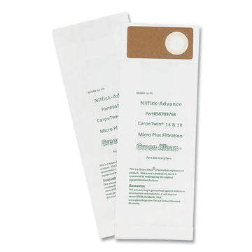 Green Klean® Replacement Vacuum Bags, Fits Advac-lindhaus-minuteman Phenom-nilfisk Carpetwin, 10-pack freeshipping - TVN Wholesale